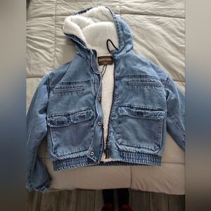Blue Denim Jacket with White Sherpa Lining